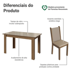 Conjunto Sala de Jantar Elóra Mesa Tampo de Vidro 6 Cadeiras Rustic/Crema/Sintético Bege Madesa