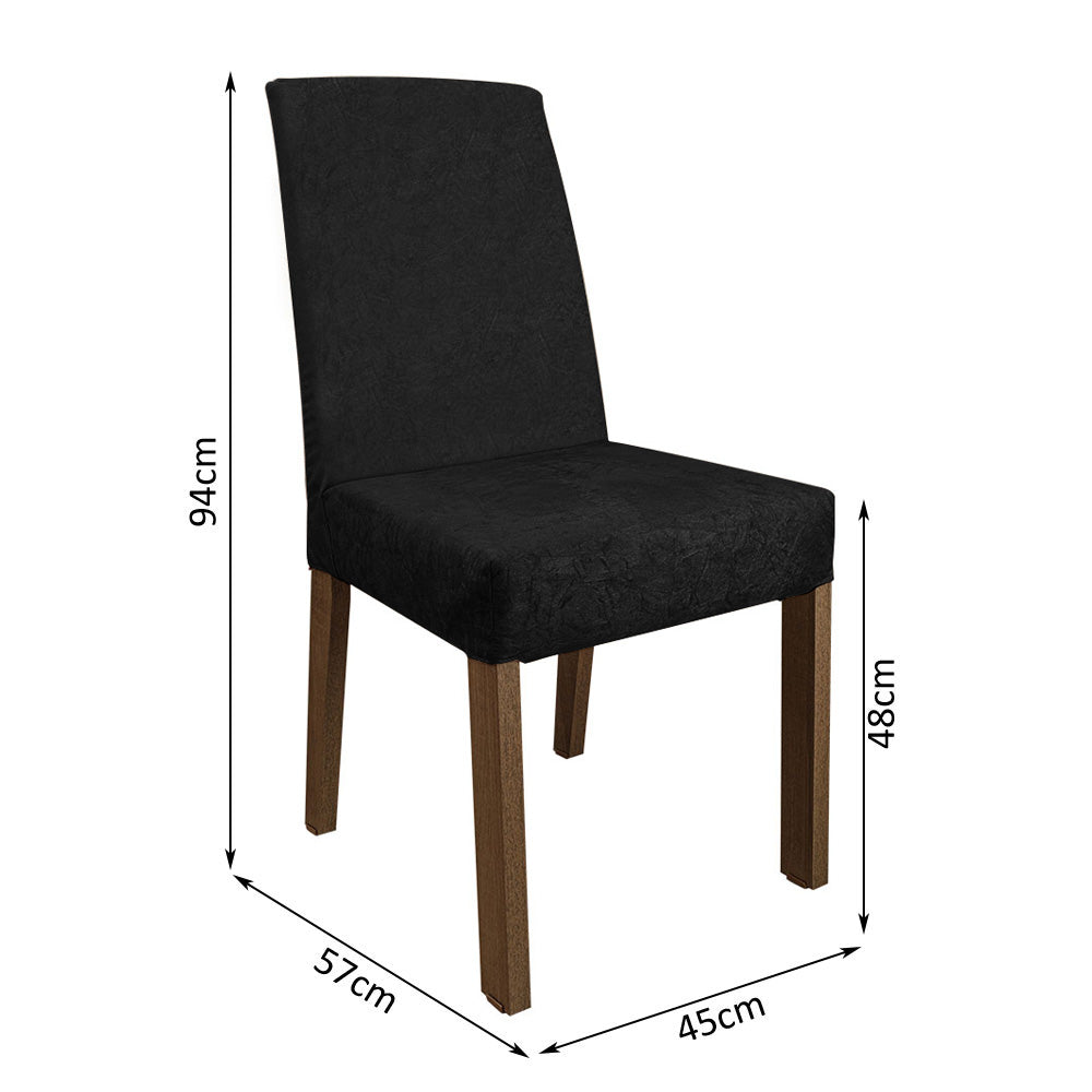 Conjunto Sala de Jantar Mesa Tampo de Vidro 6 Cadeiras Rustic/Preto/Oxford Valerie Madesa