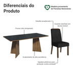Conjunto Sala de Jantar Tampo de Vidro 6 Cadeiras Rustic/Preto/Oxford Amalfi Madesa