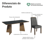 Conjunto Sala de Jantar Tampo de Vidro 6 Cadeiras Rustic/Preto/Silver Siena Madesa