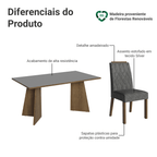 Conjunto Sala de Jantar Tampo de Madeira 6 Cadeiras Rustic/Cinza/Silver Leon Madesa