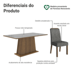Conjunto Sala de Jantar Tampo de Vidro 6 Cadeiras Rustic/Cinza/Silver Tulipa Madesa