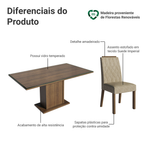 Conjunto Sala de Jantar Tampo de Vidro 6 Cadeiras Rustic/Imperial Azaleia Madesa