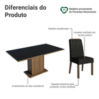 Conjunto Sala de Jantar Tampo de Madeira 6 Cadeiras Rustic/Preto/Oxford Bosque Madesa