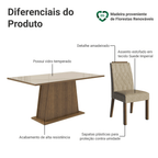 Conjunto Sala de Jantar Tampo de Vidro 6 Cadeiras Rustic/Crema/Imperial Avenca Madesa