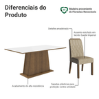 Conjunto Sala de Jantar Tampo de Madeira 6 Cadeiras Rustic/Branco/Imperial Hortelã Madesa