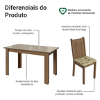 Conjunto Sala de Jantar Cereja Mesa Tampo de Vidro 6 Cadeiras Rustic/Crema/Lírio Bege Madesa