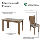 Conjunto Sala de Jantar Dolce Mesa Tampo de Madeira 6 Cadeiras Rustic/Crema/Floral Hibiscos Madesa
