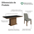 Conjunto Sala de Jantar Tampo de Madeira 6 Cadeiras Rustic/Preto/Silver Grasse Madesa