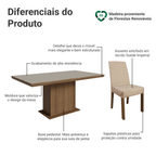 Conjunto Sala de Jantar Tampo de Madeira 6 Cadeiras Rustic/Crema/Imperial Grasse Madesa