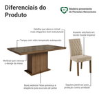 Conjunto Sala de Jantar Tampo com Vidro 6 Cadeiras Rustic/Imperial Dinan Madesa