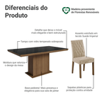 Conjunto Sala de Jantar Tampo com Vidro 6 Cadeiras Rustic/Preto/Imperial Dinan Madesa