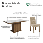 Conjunto Sala de Jantar Tampo com Vidro 6 Cadeiras Rustic/Branco/Imperial Dinan Madesa
