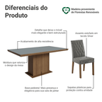 Conjunto Sala de Jantar Tampo de Madeira 6 Cadeiras Rustic/Cinza/Silver Luso Madesa