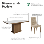 Conjunto Sala de Jantar Tampo de Madeira 6 Cadeiras Rustic/Branco/Imperial Luso Madesa