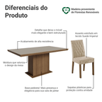 Conjunto Sala de Jantar Tampo de Madeira 6 Cadeiras Rustic/Crema/Imperial Luso Madesa