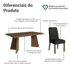 Conjunto Sala de Jantar Tampo de Madeira 6 Cadeiras Rustic/Oxford Sarlat Madesa