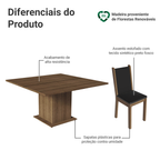 Conjunto Sala de Jantar Mesa Tampo de Madeira 8 Cadeiras Rustic/Preto Marisa Madesa