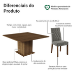 Conjunto Sala de Jantar Mesa Tampo de Madeira 8 Cadeiras Rustic/Silver Leila Madesa