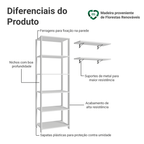 Estante Armário Multiuso e Prateleiras para Lavanderia 139cm Branco Madesa
