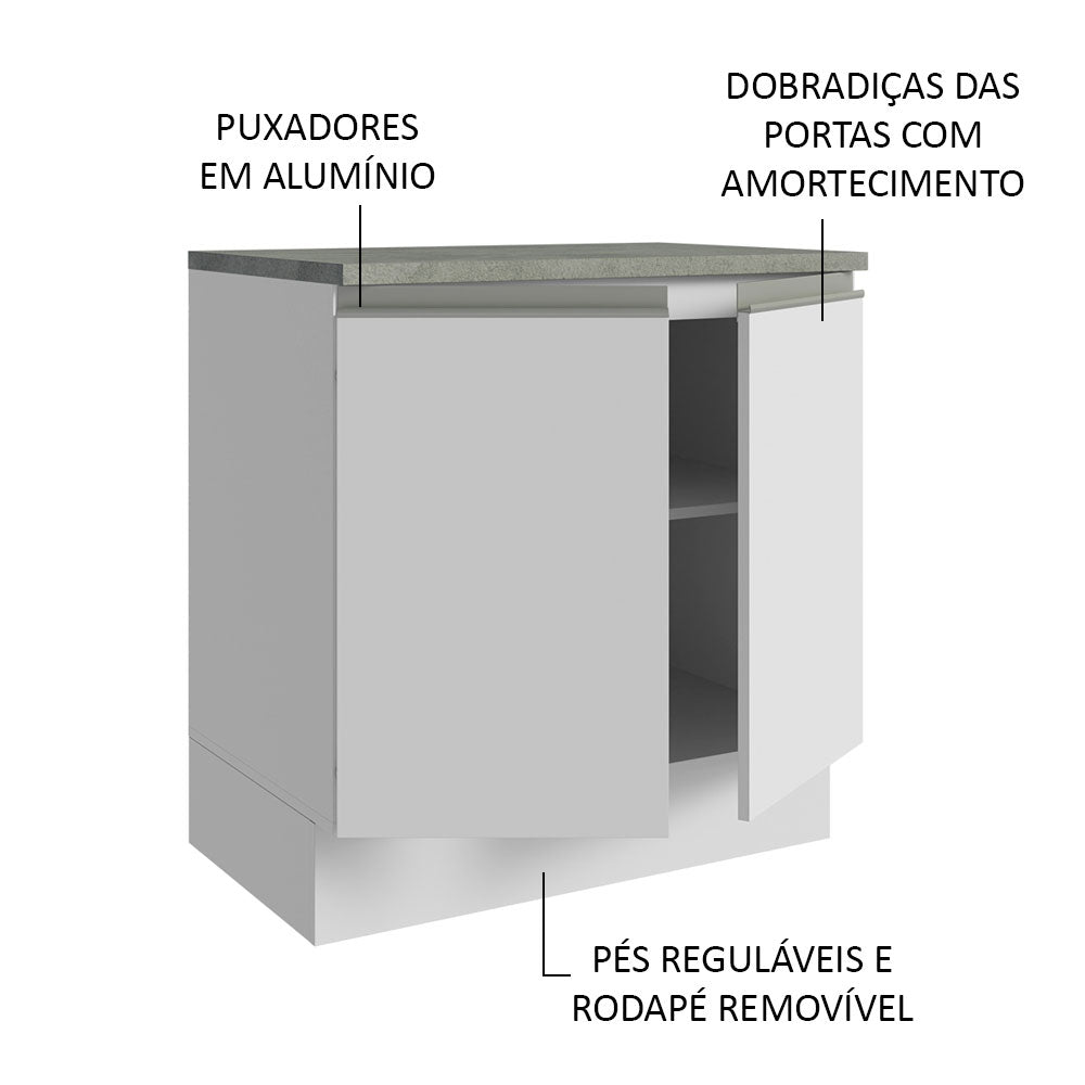 Armário Gabinete para Banheiro 80cm 2 Portas Branco Madesa