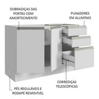 Armário Gabinete para Banheiro 120cm 2 Portas 3 Gavetas Branco Madesa