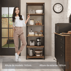 Armário Estante Multiuso Organizador 5 Prateleiras 59cm Rustic/Preto Madesa