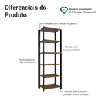 Armário Estante Multiuso Organizador Despensa 5 Prateleiras 59cm Rustic/Preto Madesa