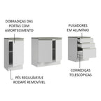 Armário Gabinete para Banheiro 180cm 3 Portas 3 Gavetas Branco Madesa