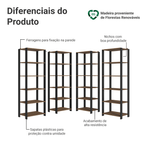 Armário Estante Multiuso Organizador Despensa de Canto 20 Prateleiras 236cm Rustic/Preto Madesa