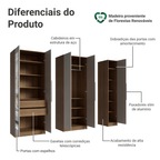 Guarda-Roupa Modulado 200 cm 5 Portas com Espelhos 2 Gavetas Rustic/Crema Neo Madesa 02