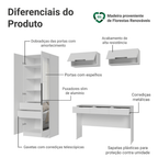 Conjunto Quarto 1 Penteadeira 2 Aéreos 1 Guarda-Roupa com Espelhos 2 Portas Neo Branco Madesa