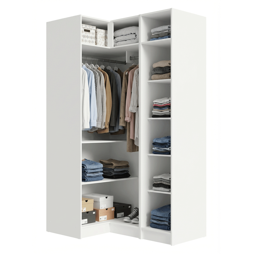 Guarda-Roupa Modulado de Canto 3 Portas com Espelhos Branco Neo Madesa