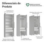 Guarda-Roupa Modulado 240 cm 6 Portas 6 Gavetas Branco Neo Madesa 03