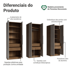 Guarda-Roupa Modulado 240 cm 6 Portas 6 Gavetas Rustic/Crema Neo Madesa 03