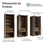 Guarda-Roupa Modulado 240 cm 6 Portas com Espelhos 6 Gavetas Rustic/Crema Neo Madesa 04