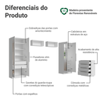 Quarto Infantil com 2 Guarda-Roupas Neo com Espelhos 2 Aéreos 1 Cômoda Branco Madesa 04