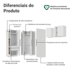 Quarto Completo de Canto Solteiro 415 cm Guarda-Roupa com Espelhos Branco Neo Madesa 02