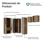 Quarto Completo de Canto Solteiro 415 cm Guarda-Roupa com Espelhos Rustic/Crema Neo Madesa 02