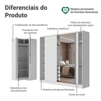 Guarda-Roupa Modulado Neo + Guarda-Roupa Royale 3 Portas de Correr com Espelho Branco Madesa