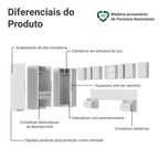 Quarto Completo Casal de Canto 580 cm com Mesa de Cabeceira Branco Neo Madesa