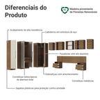 Quarto Completo Casal de Canto 580 cm com Mesa de Cabeceira Rustic/Crema Neo Madesa