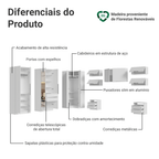 Quarto Completo de Canto Casal 610 cm com Mesa de Cabeceira Branco Neo Madesa