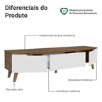 Rack para TV até 80 Polegadas 180 cm 2 Portas 1 Gaveta Rustic/Branco Nilo Madesa