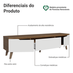 Rack para TV até 80 Polegadas 180 cm 2 Portas 1 Gaveta Rustic/Branco Nilo Madesa