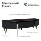 Rack para TV até 80 Polegadas 180cm 2 Portas 1 Gaveta Preto/Rustic Toronto Madesa