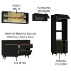 Armário de Cozinha Completa 260cm Preto Reims Madesa XC01
