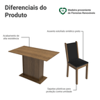 Conjunto Sala de Jantar Tampo de Madeira 4 Cadeiras Rustic/Preto Dover Madesa