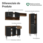 Armário de Cozinha Completa 229cm Rustic/Preto Emilly Madesa 02 XT