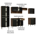 Armário de Cozinha Completa 293cm Rustic/Preto Emilly Madesa 01 XT